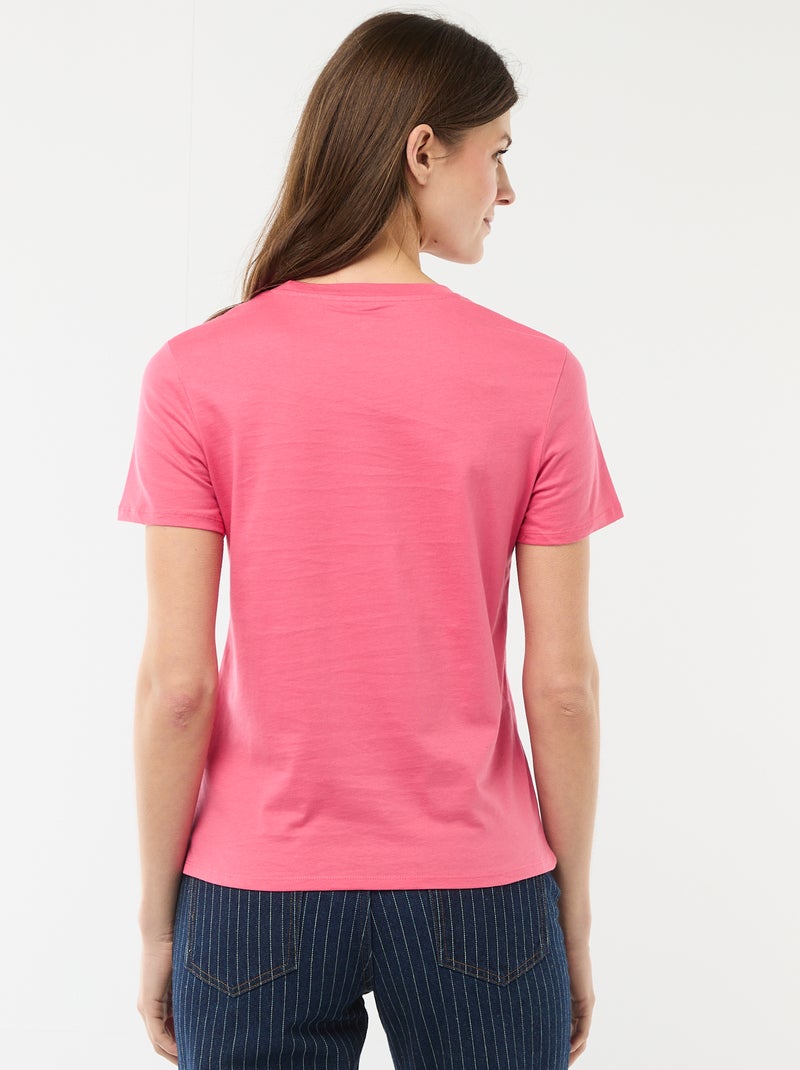 T-shirt de jersey de manga curta Rosa - Kiabi