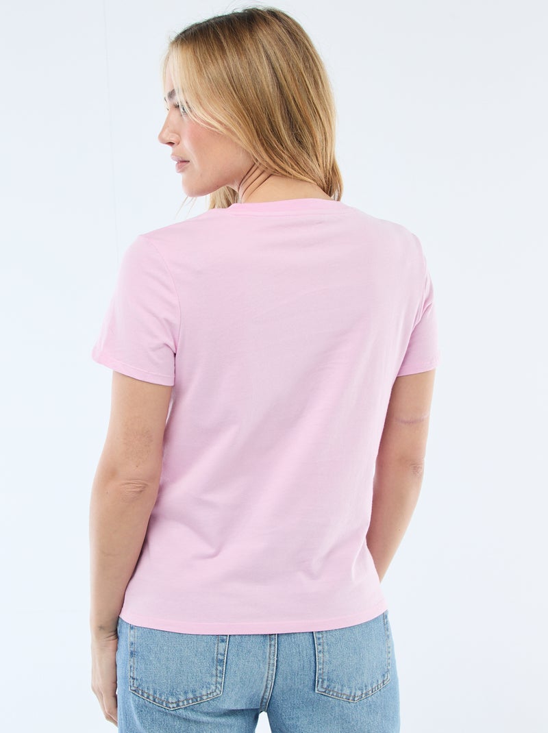 T-shirt de jersey de manga curta Rosa - Kiabi