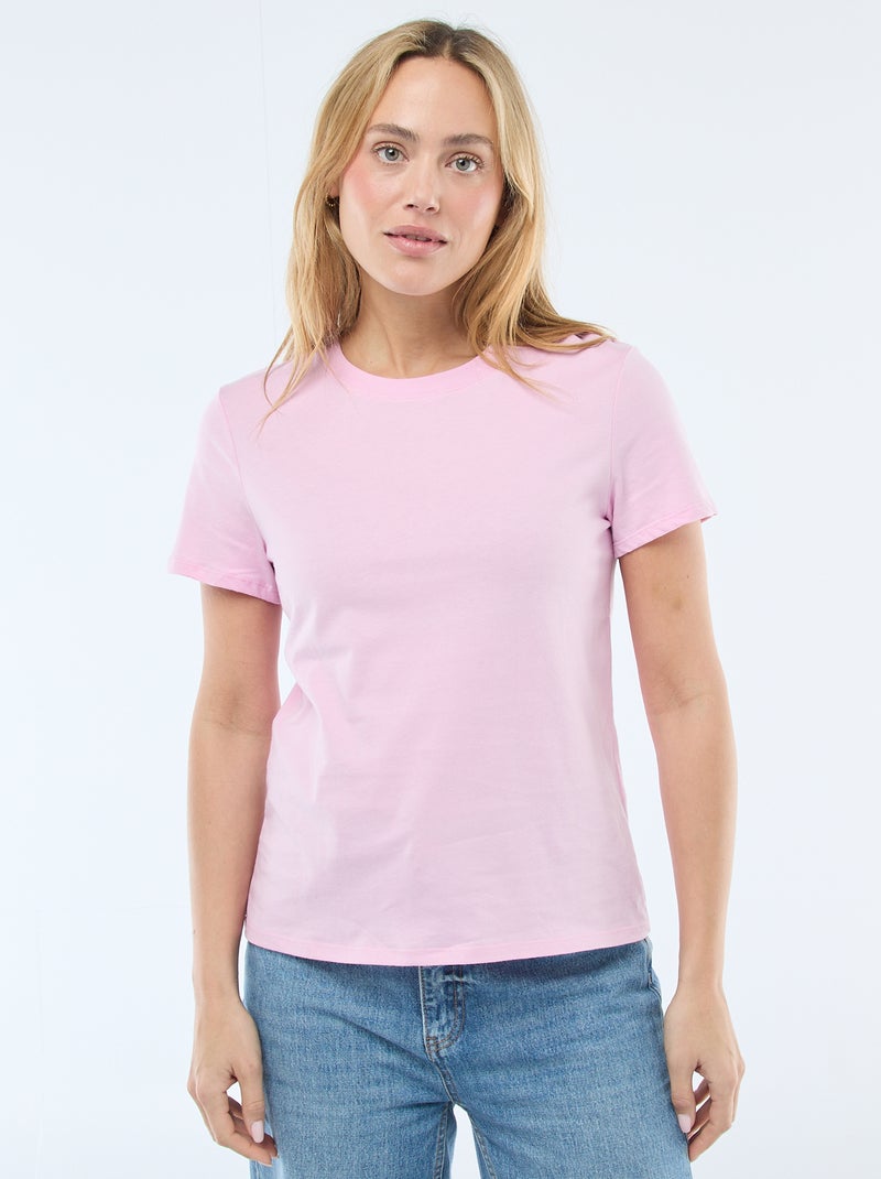 T-shirt de jersey de manga curta Rosa - Kiabi
