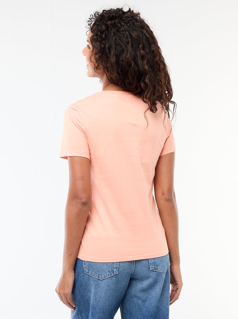 T-shirt de jersey de manga curta Rosa - Kiabi