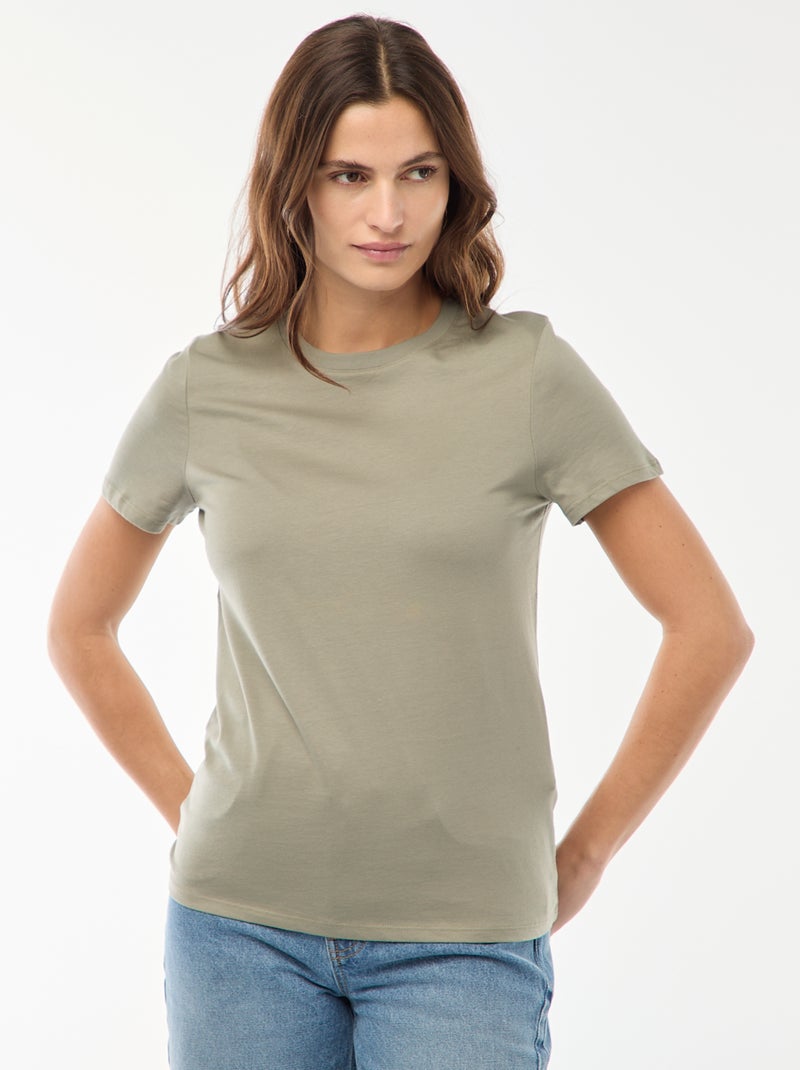T-shirt de jersey de manga curta Verde - Kiabi