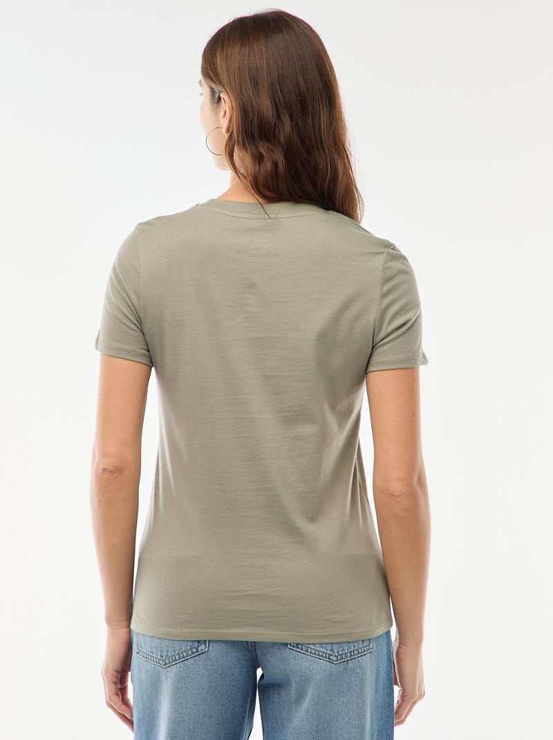 T-shirt de jersey de manga curta Verde - Kiabi