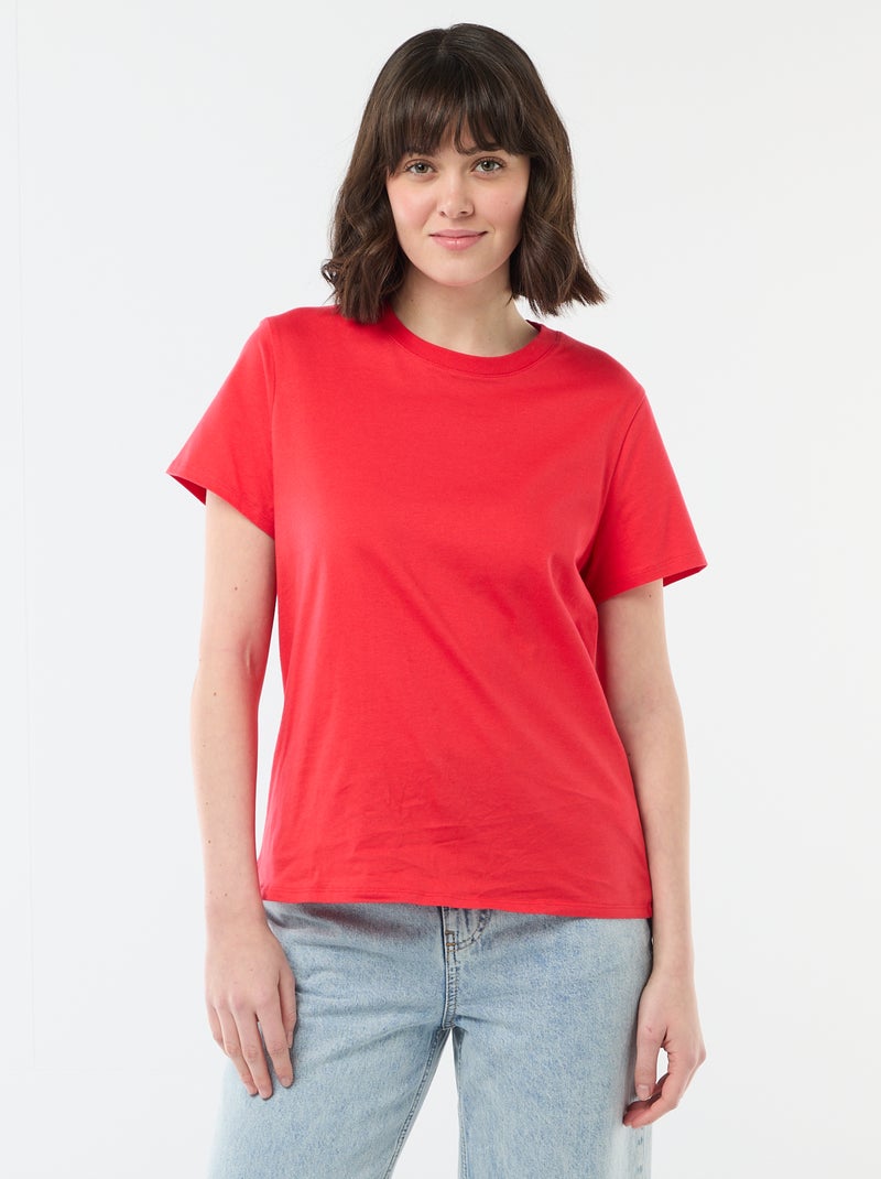 T-shirt de jersey de manga curta Vermelho - Kiabi