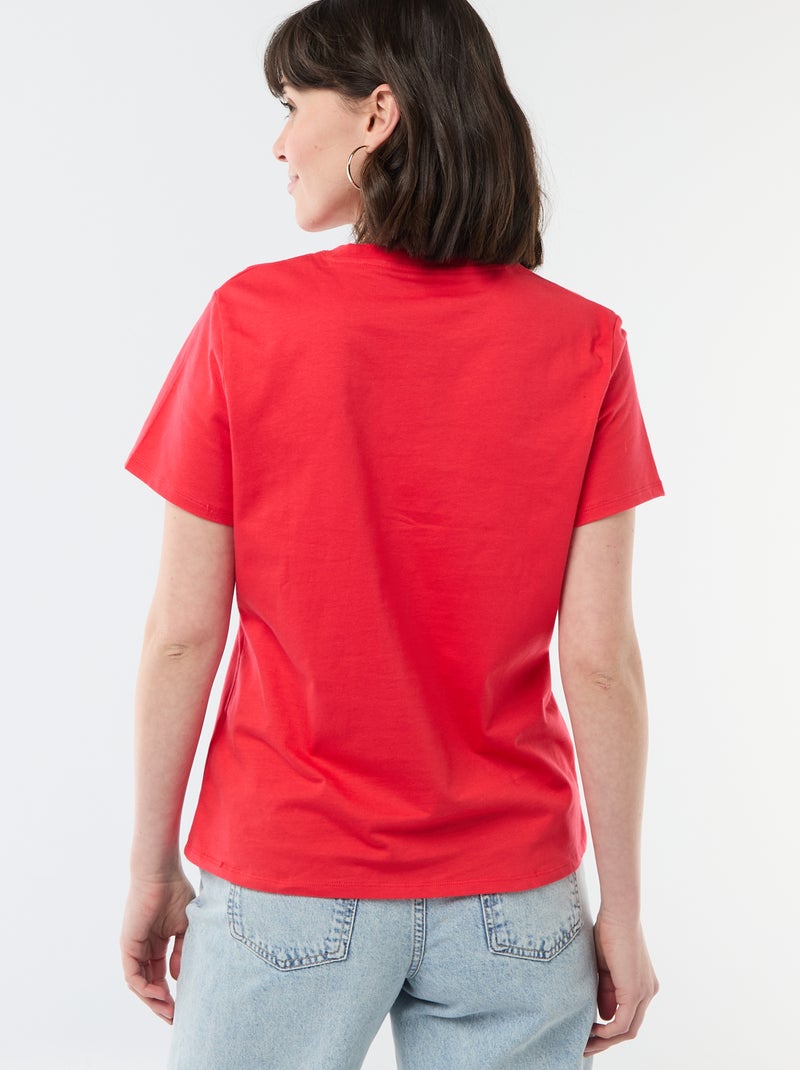T-shirt de jersey de manga curta Vermelho - Kiabi