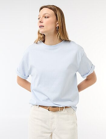 T-shirt de jersey liso com mangas curtas