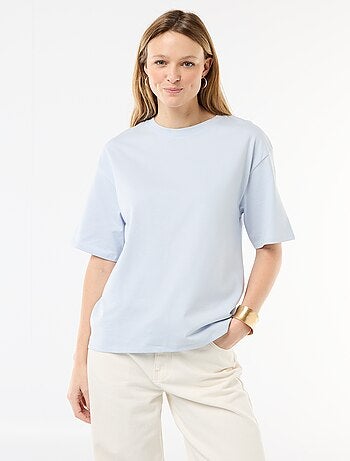 T-shirt de jersey liso com mangas curtas