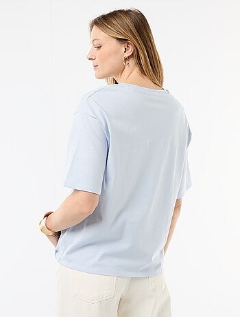 T-shirt de jersey liso com mangas curtas