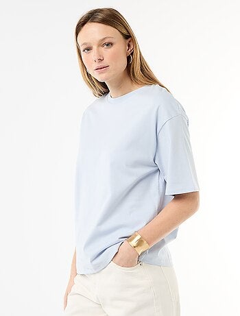 T-shirt de jersey liso com mangas curtas