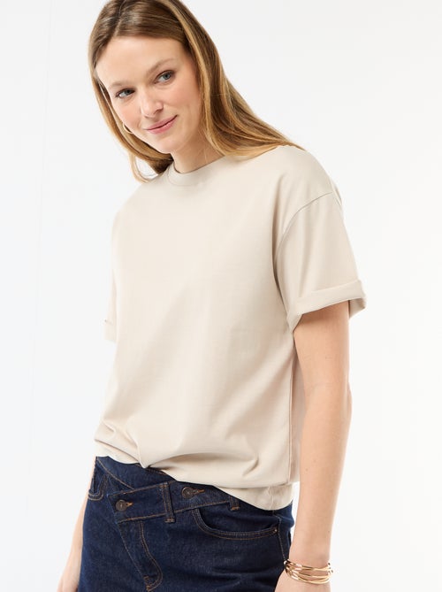 T-shirt de jersey liso com mangas curtas - Kiabi