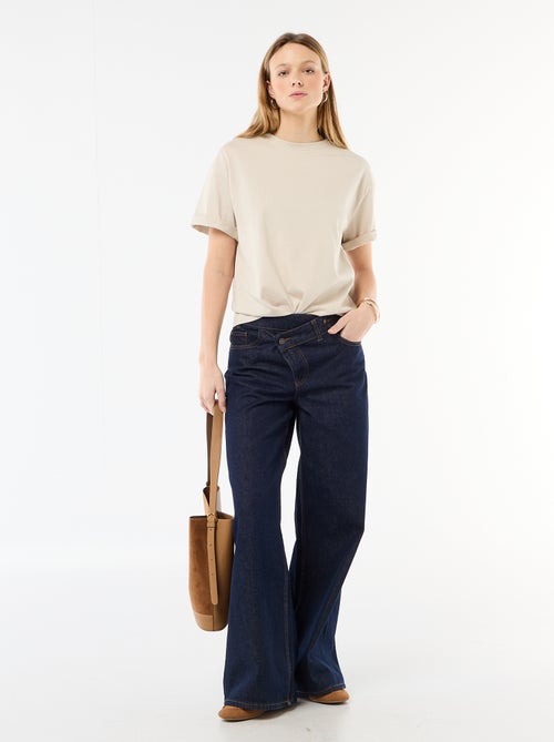 T-shirt de jersey liso com mangas curtas - Kiabi