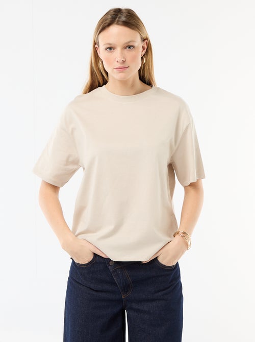 T-shirt de jersey liso com mangas curtas - Kiabi