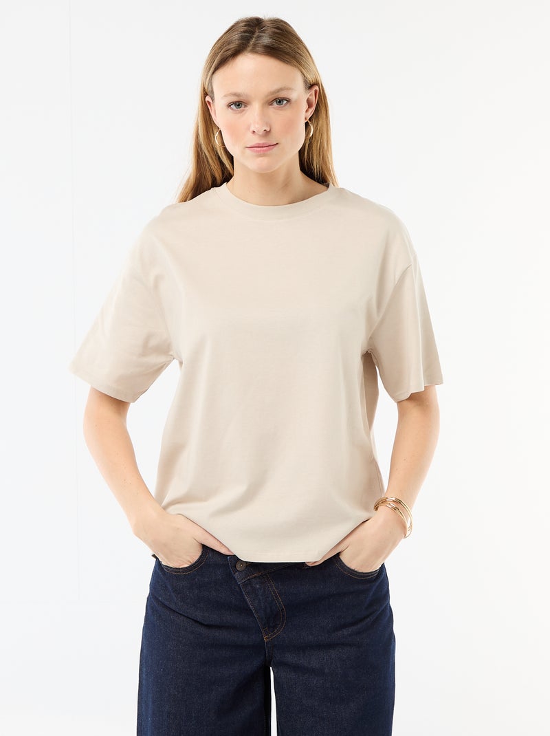 T-shirt de jersey liso com mangas curtas Cinza - Kiabi