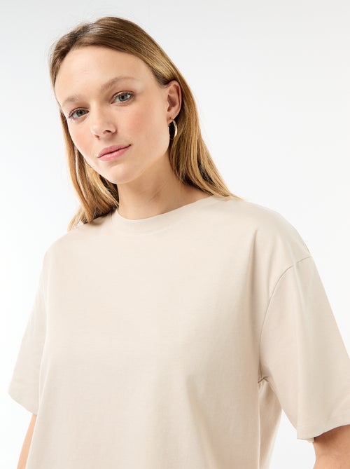 T-shirt de jersey liso com mangas curtas - Kiabi