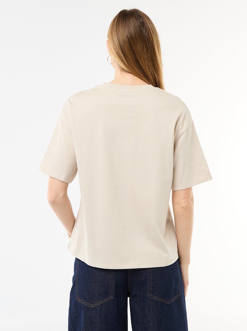 T-shirt de jersey liso com mangas curtas Cinza - Kiabi