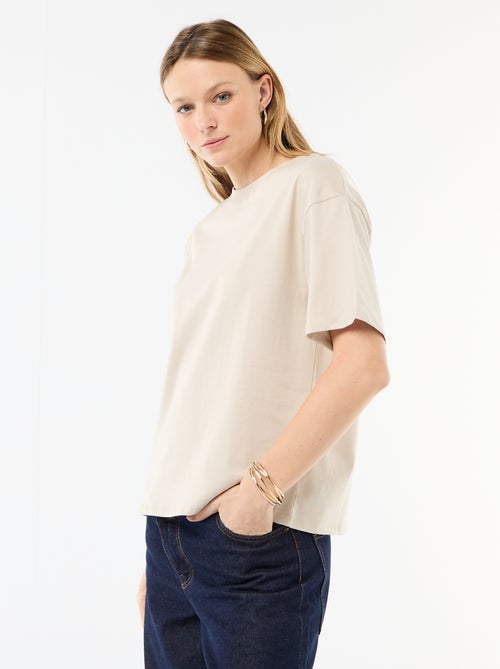 T-shirt de jersey liso com mangas curtas - Kiabi