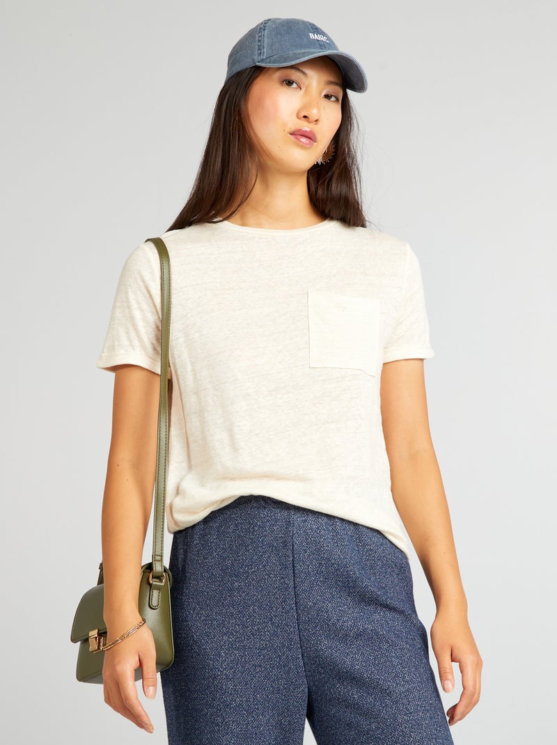 T-shirt de linho BRANCO - Kiabi