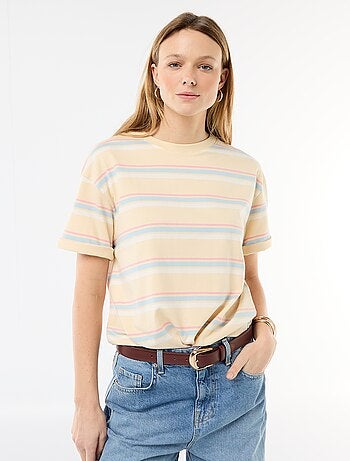 T-shirt de jersey liso com mangas curtas