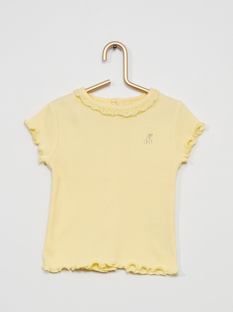 T-shirt de malha canelada AMARELO - Kiabi