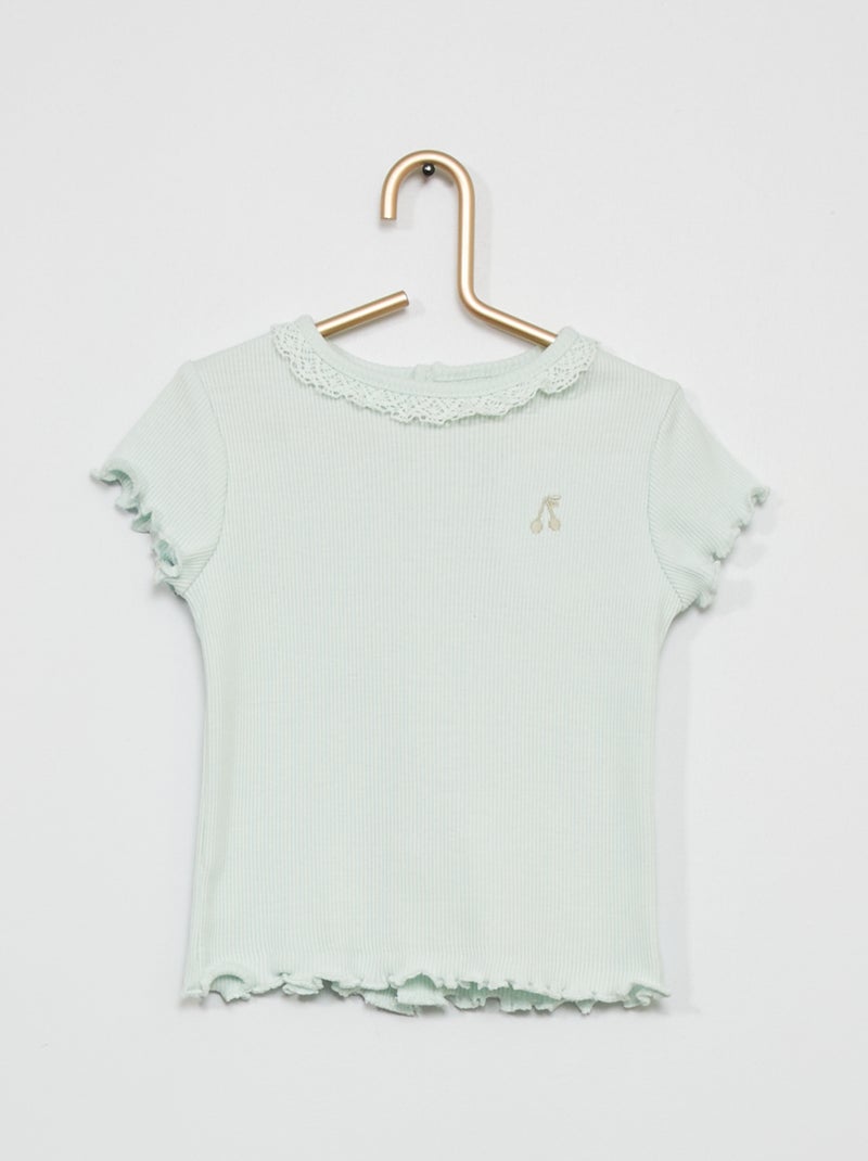 T-shirt de malha canelada AZUL - Kiabi