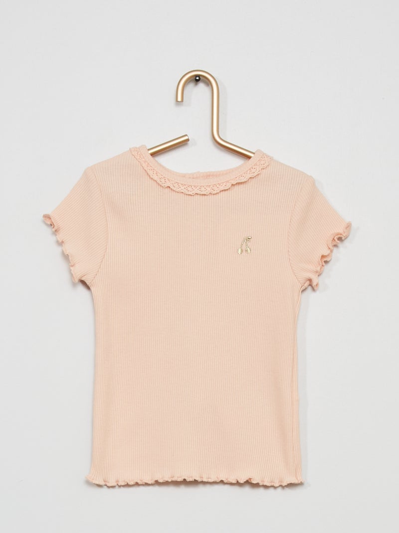 T-shirt de malha canelada ROSA - Kiabi
