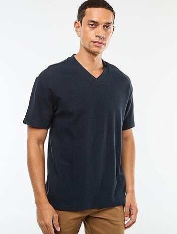 T-shirt de malha com gola em bico