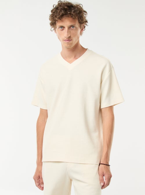 T-shirt de malha com gola em bico - Kiabi