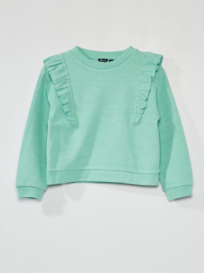T-shirt de malha com gola redonda VERDE - Kiabi