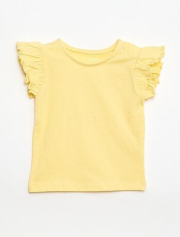 T-shirt de malha com mangas curtas com folhos