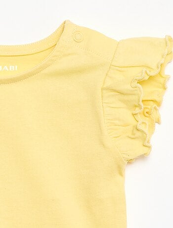 T-shirt de malha com mangas curtas com folhos
