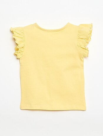 T-shirt de malha com mangas curtas com folhos