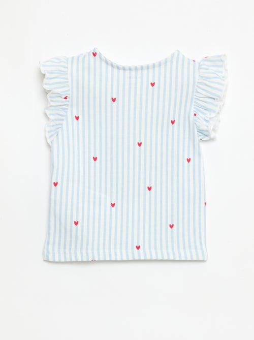 T-shirt de malha com mangas curtas com folhos - Kiabi