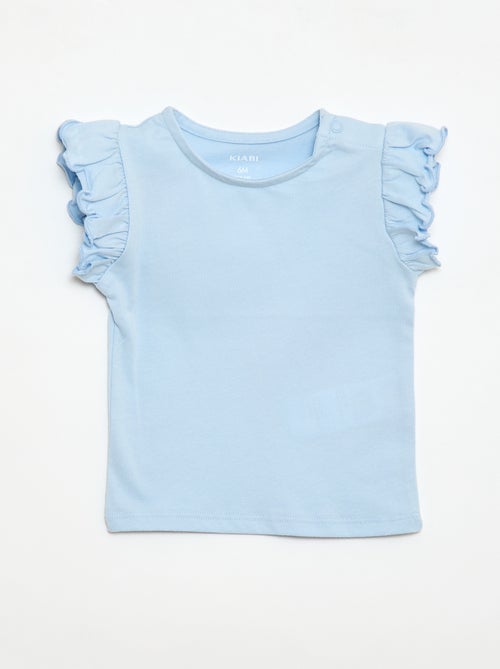 T-shirt de malha com mangas curtas com folhos - Kiabi