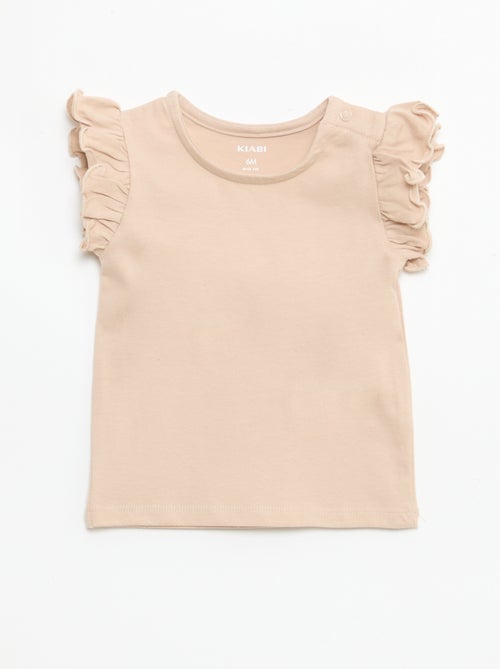 T-shirt de malha com mangas curtas com folhos - Kiabi