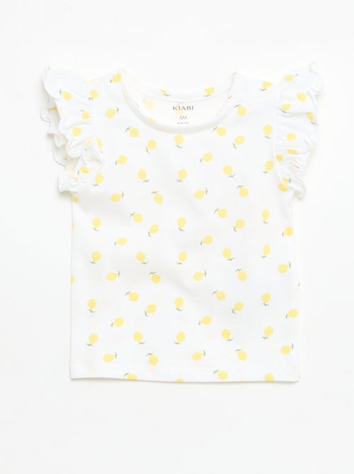 T-shirt de malha com mangas curtas com folhos - Kiabi