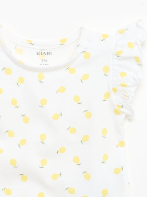 T-shirt de malha com mangas curtas com folhos - Kiabi