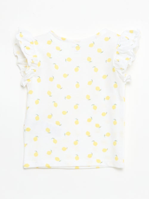 T-shirt de malha com mangas curtas com folhos - Kiabi