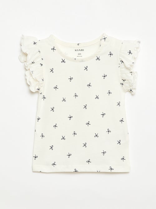 T-shirt de malha com mangas curtas com folhos - Kiabi