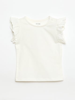 T-shirt de malha com mangas curtas com folhos