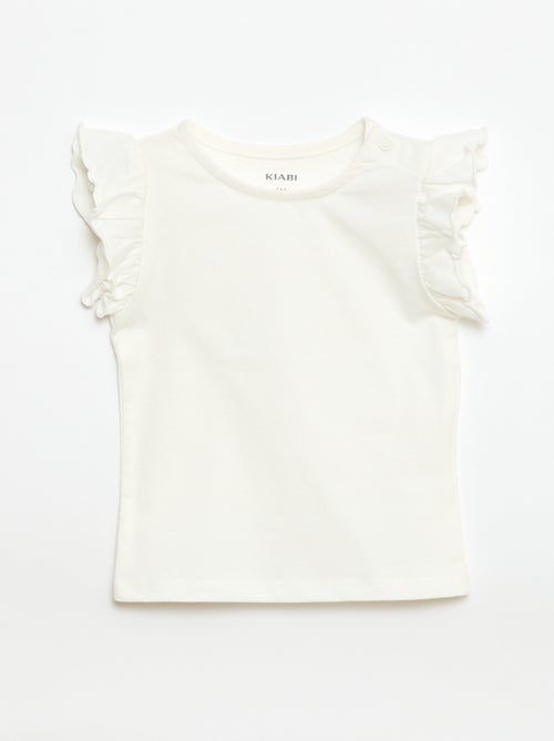 T-shirt de malha com mangas curtas com folhos - Kiabi