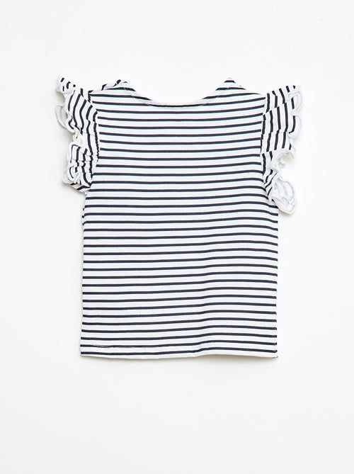 T-shirt de malha com mangas curtas com folhos - Kiabi