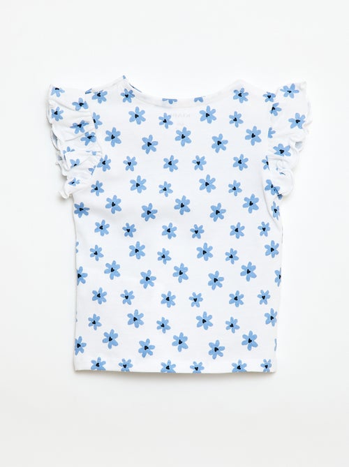 T-shirt de malha com mangas curtas com folhos - Kiabi