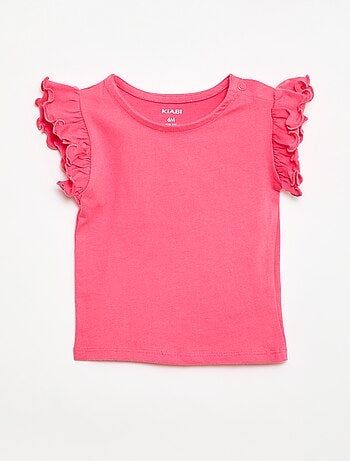 T-shirt de malha com mangas curtas com folhos