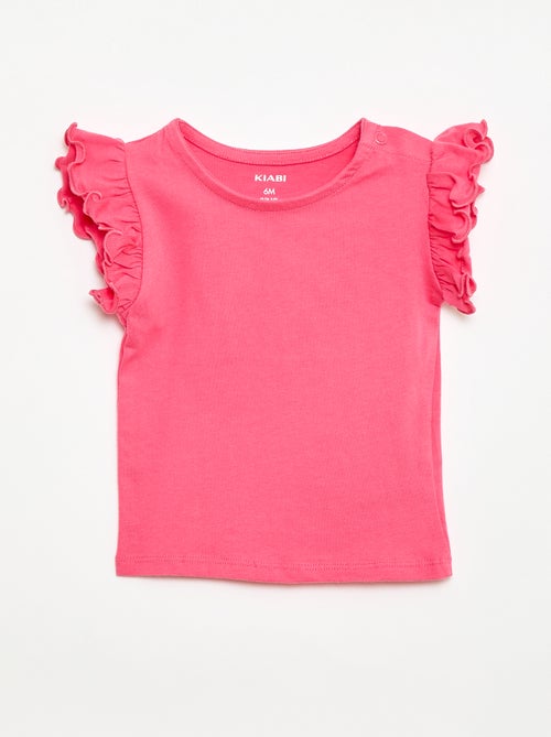 T-shirt de malha com mangas curtas com folhos - Kiabi