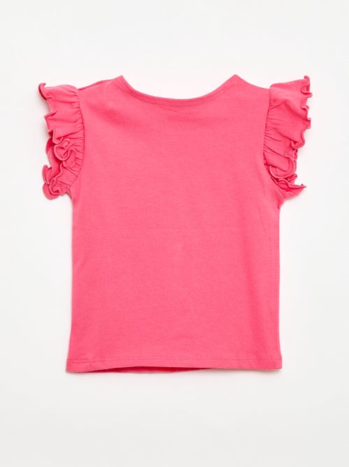 T-shirt de malha com mangas curtas com folhos - Kiabi