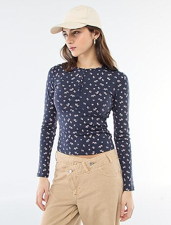 T-shirt de malha com padrão floral