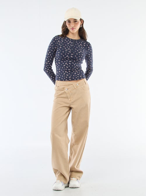 T-shirt de malha com padrão floral - Kiabi