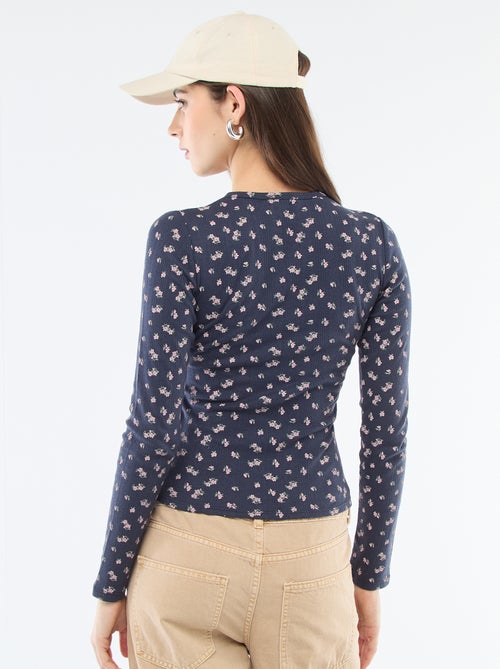 T-shirt de malha com padrão floral - Kiabi