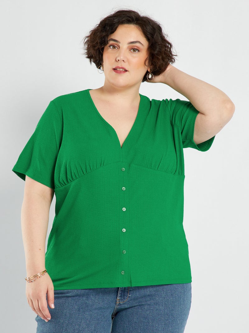 T-shirt de malha com relevo Verde - Kiabi