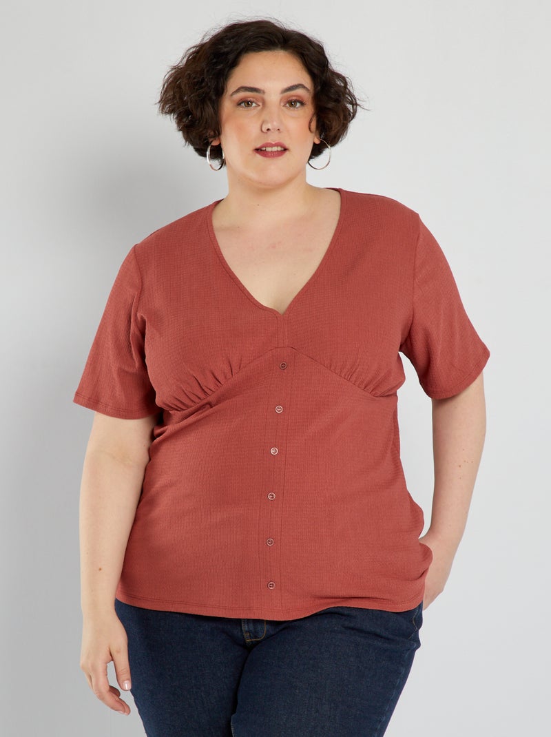 T-shirt de malha com relevo VERMELHO - Kiabi
