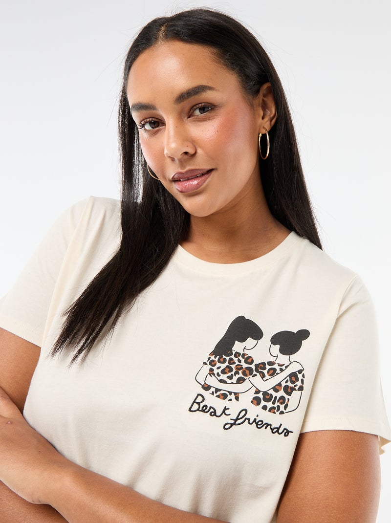 T-shirt de malha de manga curta 'Agathe Sorlet x Kiabi' - Dia dos Namorados Branco - Kiabi